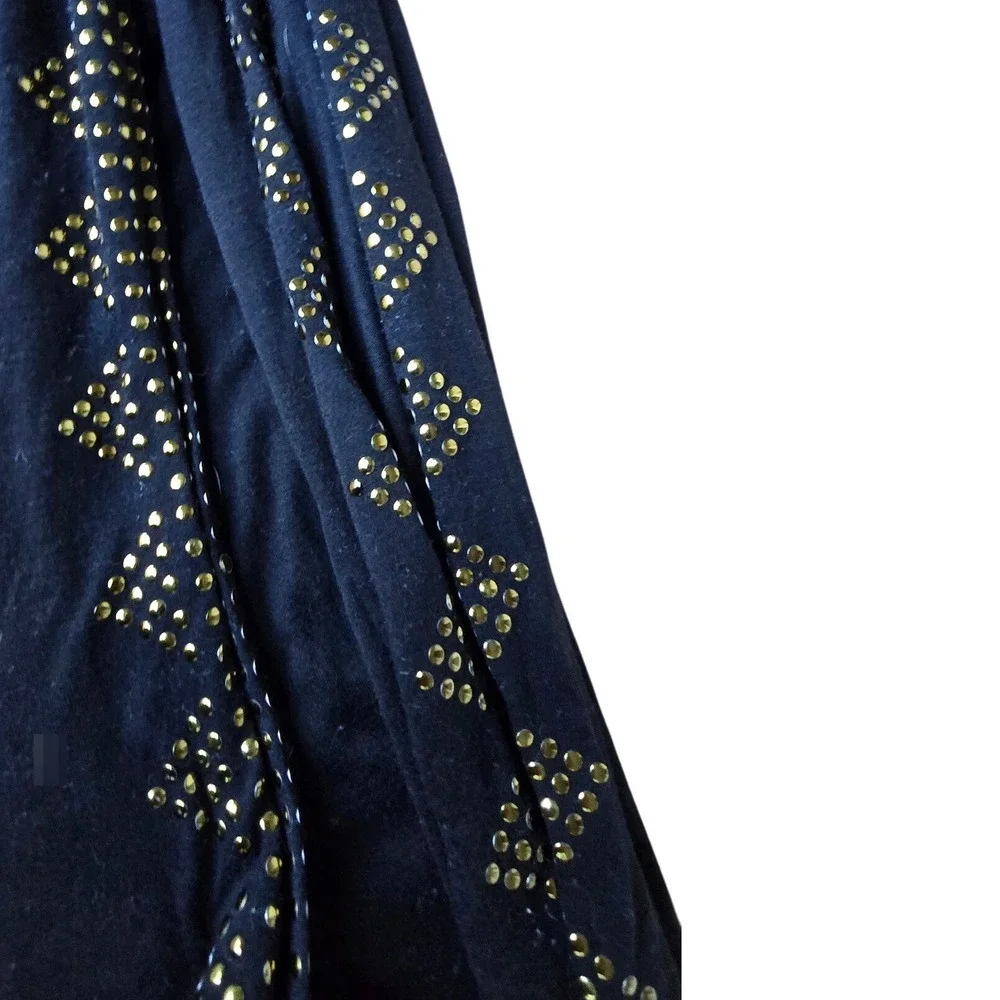 INFINITY SCARF lightweight black with gold tone embellishments‎ pyramid pattern